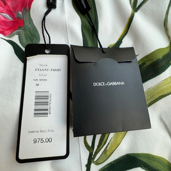 NEW WITH TAGS Dolce & Gabbana Carnation-print cropped trousers EU50 OR US 14 - Picture 5 of 7